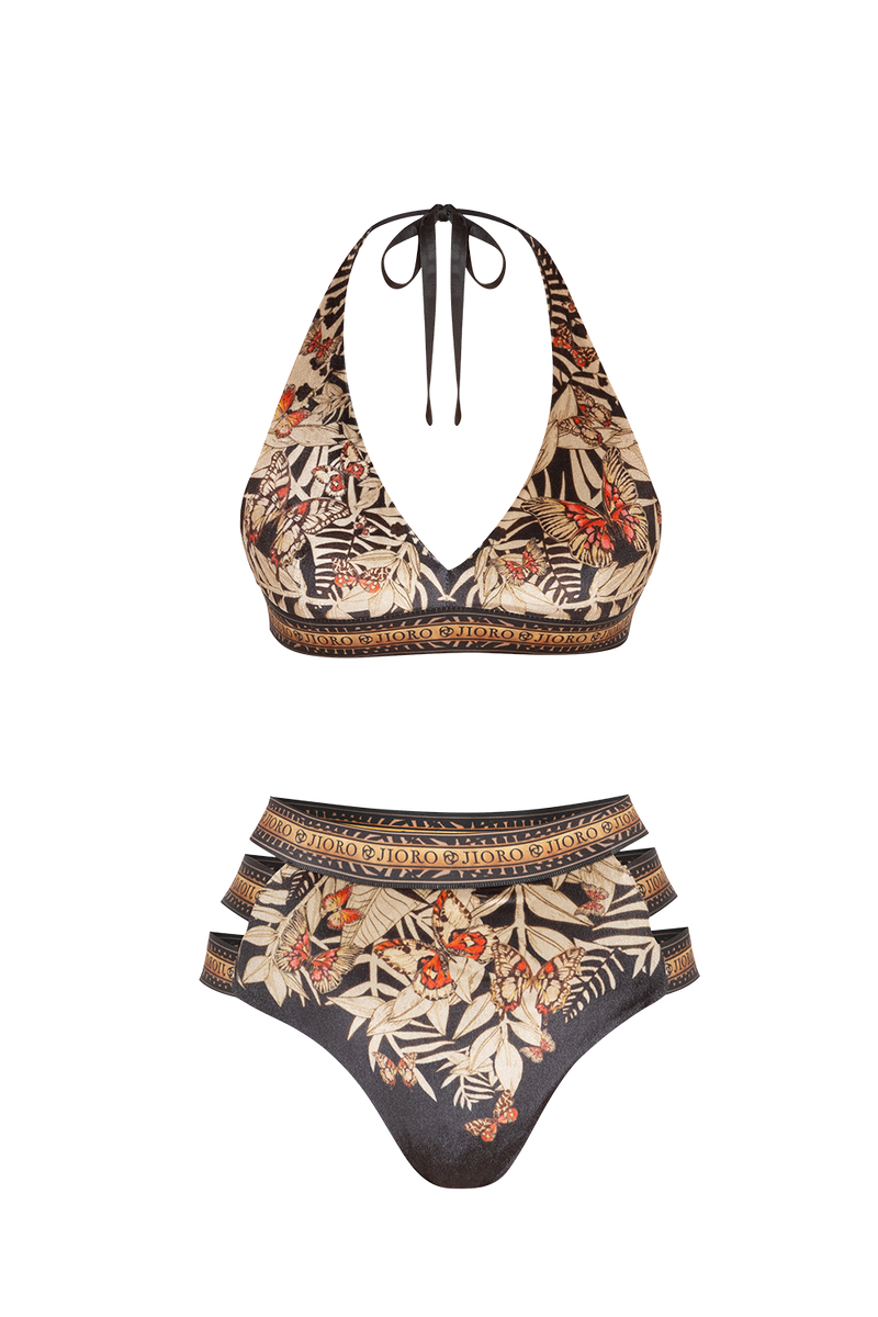 TRIANGLE VELVET TOP - MIDNIGHT BUTTERFLIES