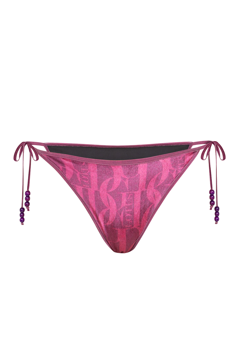 VELVET SWIM BOTTOM - BURGUNDY LOGO