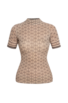 SHORT-SLEEVE MODAL TOP - MOCHA MOUSSE LOGO JIORO SHORT-SLEEVE MODAL TOP - MOCHA MOUSSE LOGO JIORO
