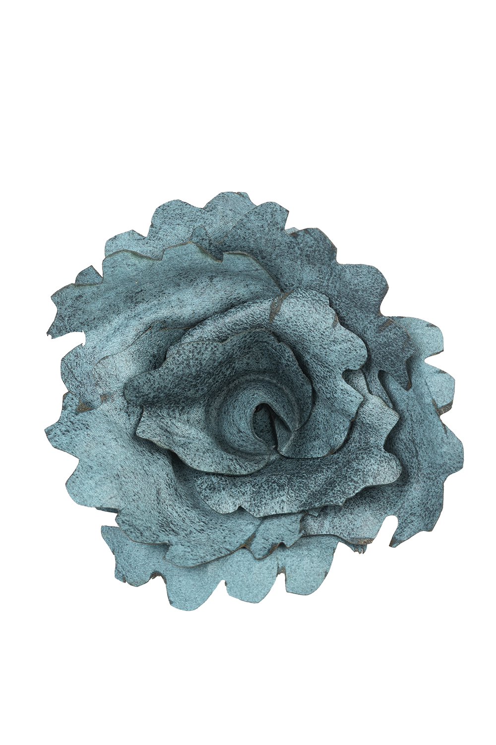SMALL SUEDE-LOOK BLUE ROSE BROOCH