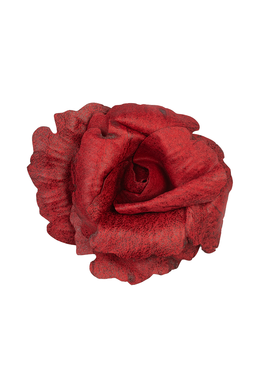 SMALL SUEDE-LOOK RED ROSE BROOCH