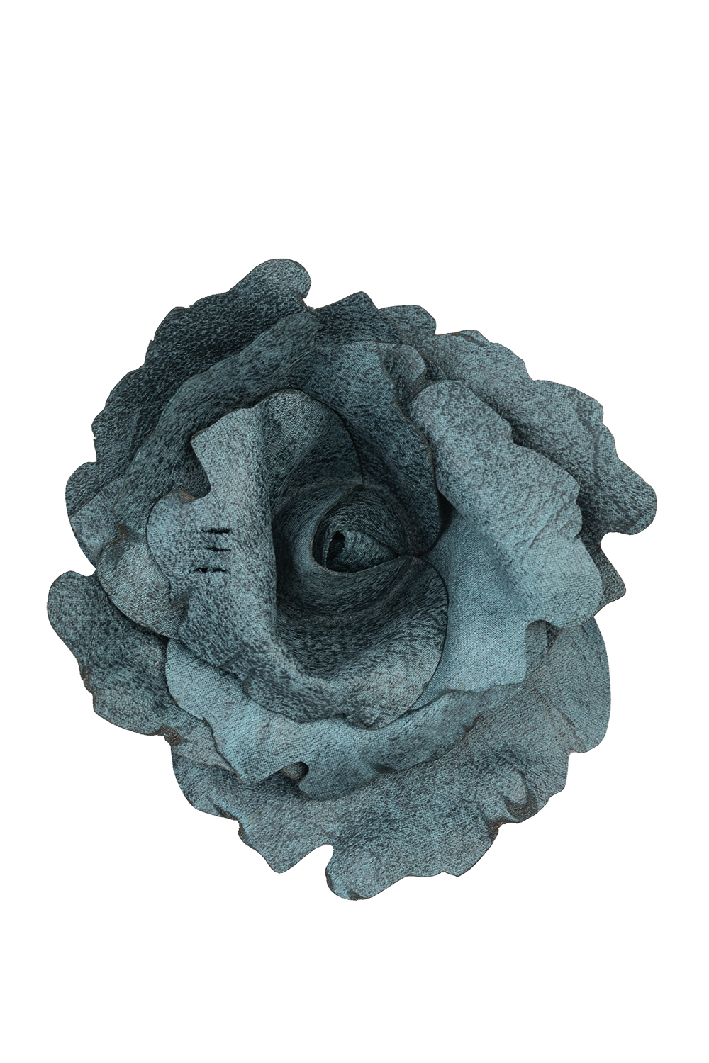 MEDIUM SUEDE-LOOK AZUR BLUE ROSE BROOCH