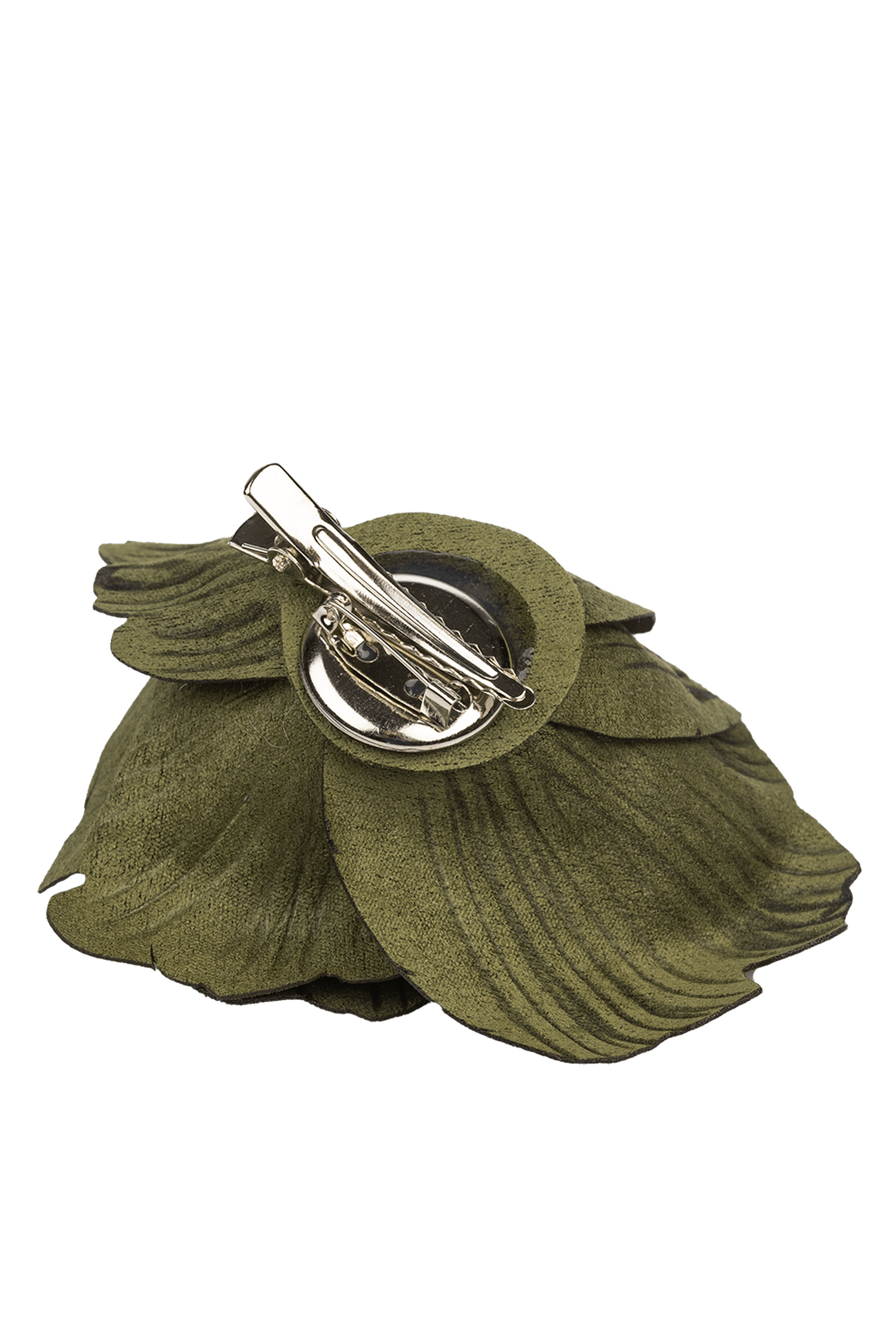 Petite broche rose verte aspect daim