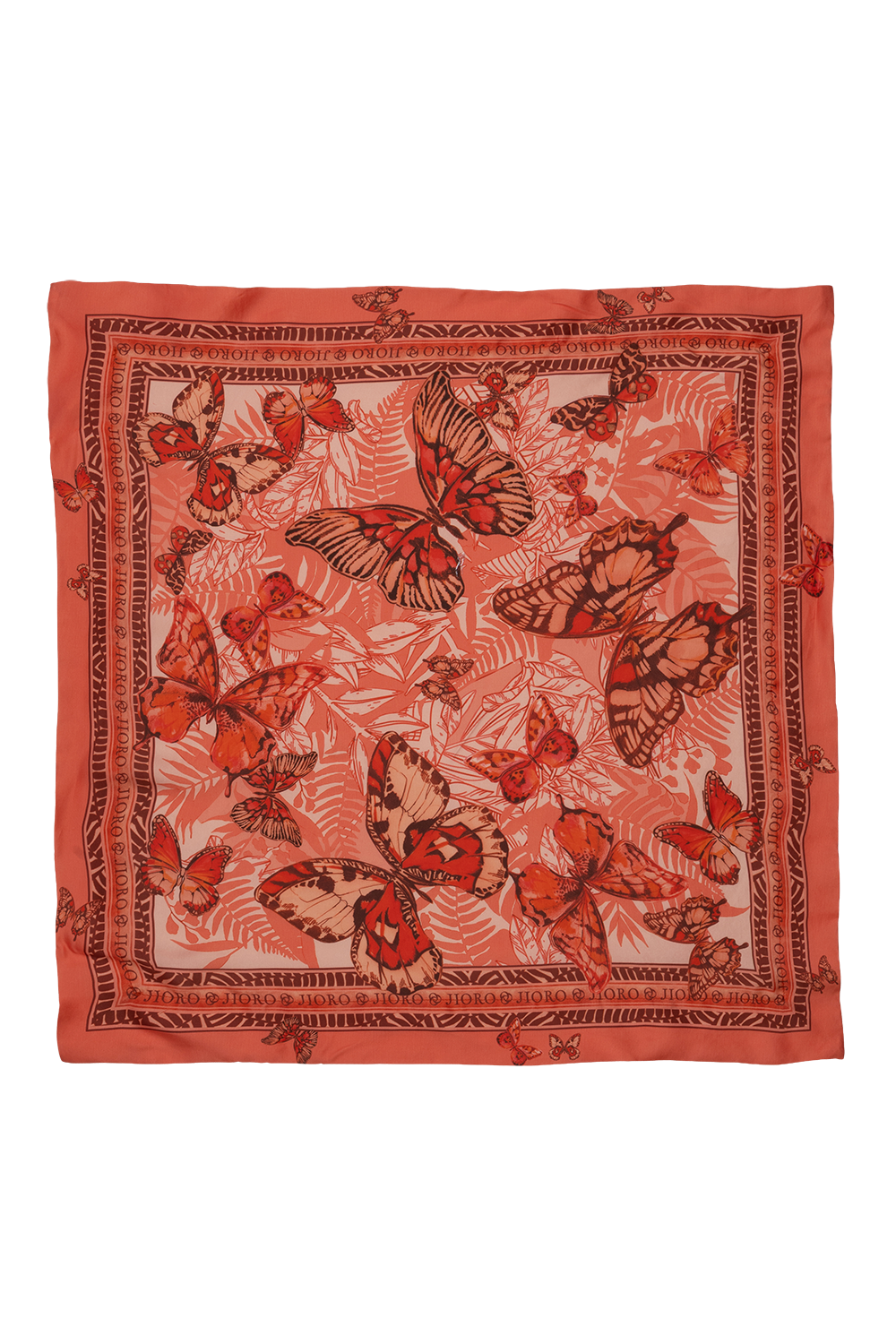 SQUARE VISCOSE HEADSCARF - PAPAYA BUTTERFLIES